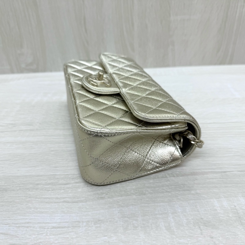 CHANEL金色荔枝牛皮雙C調節扣口蓋包AS5759-9