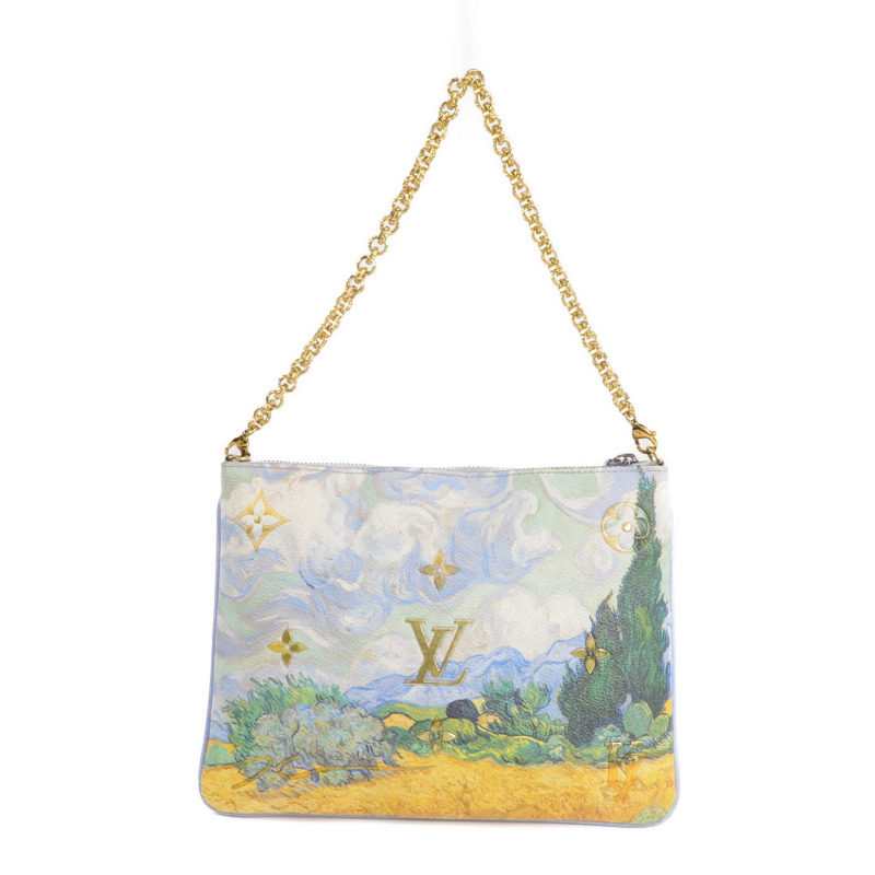 LOUIS VUITTON 塗層帆布Pla Van Gogh Pouch鏈帶手拿包-2