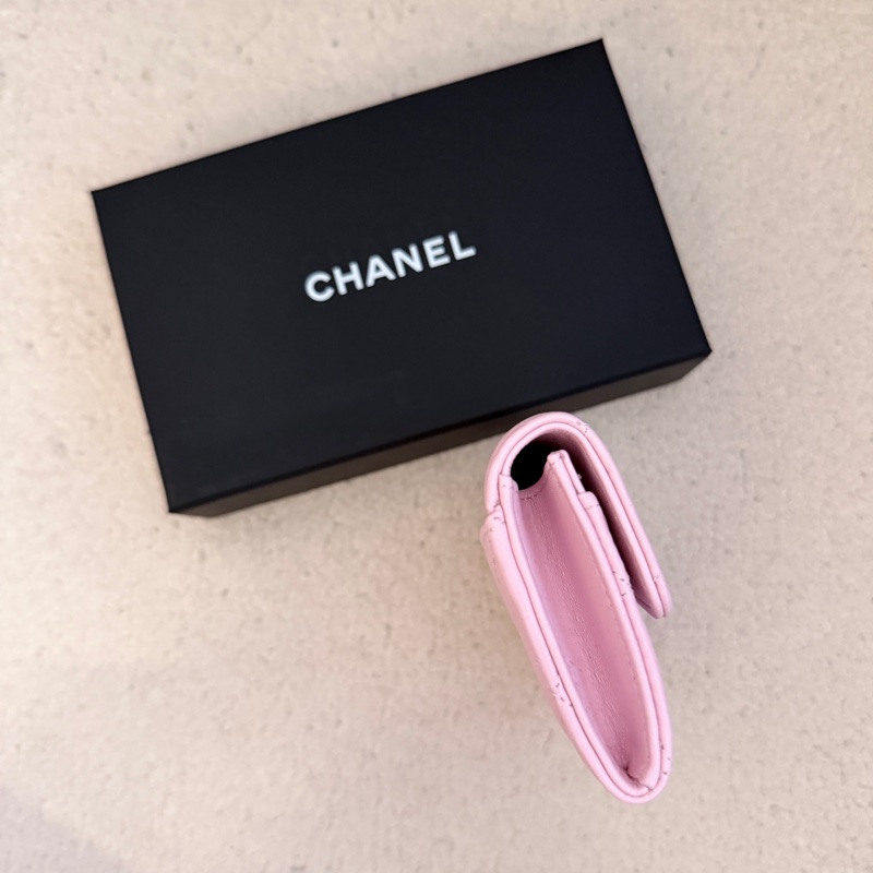［全新］Chanel 香奈兒 經典翻蓋零錢包 粉金羊皮-2