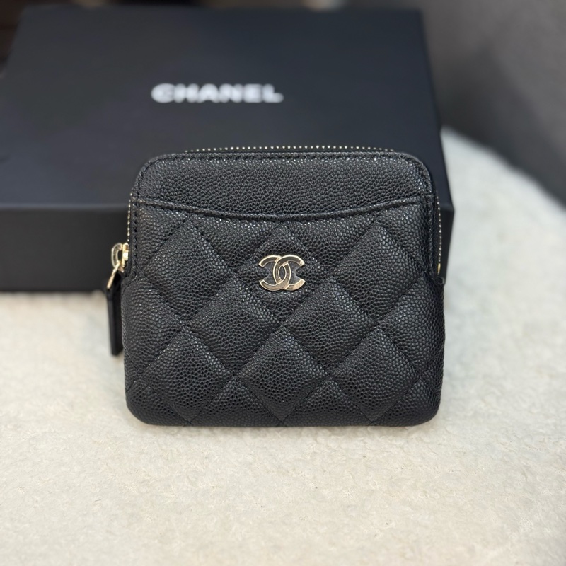 全新Chanel黑金荔枝吐司錢包✨最新晶片款-0