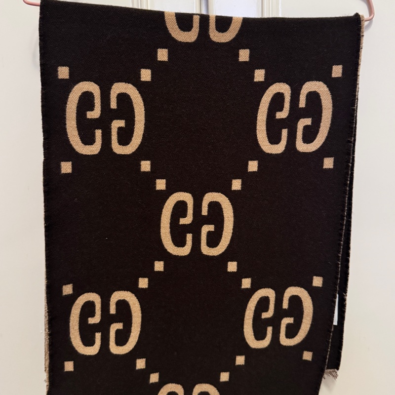 Gucci大LOGO雙面羊毛提花圍巾 35*190CM-3