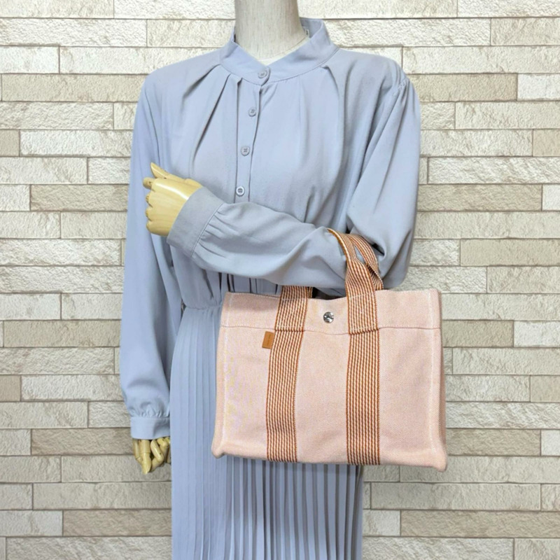 愛馬仕新款 PM 托特包,帆布材質,橙色,女士款,二手,愛馬仕-1