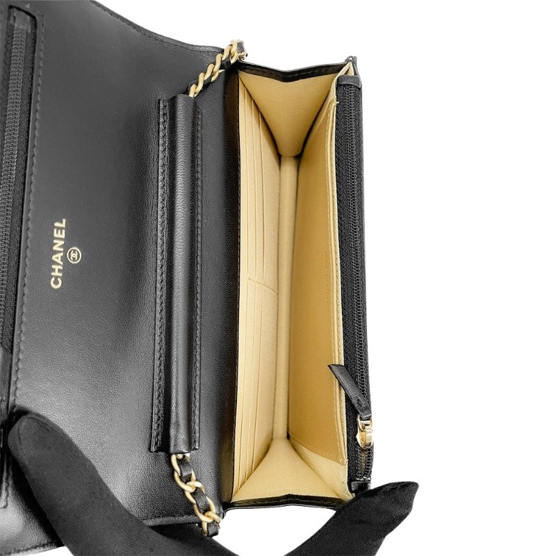 Chanel 展示品 菱格紋羊皮金球斜背包Woc(AP1450-黑)-4