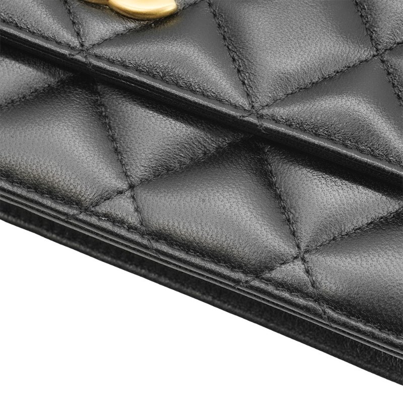 Chanel 展示品 菱格紋羊皮金球斜背包Woc(AP1450-黑)-7