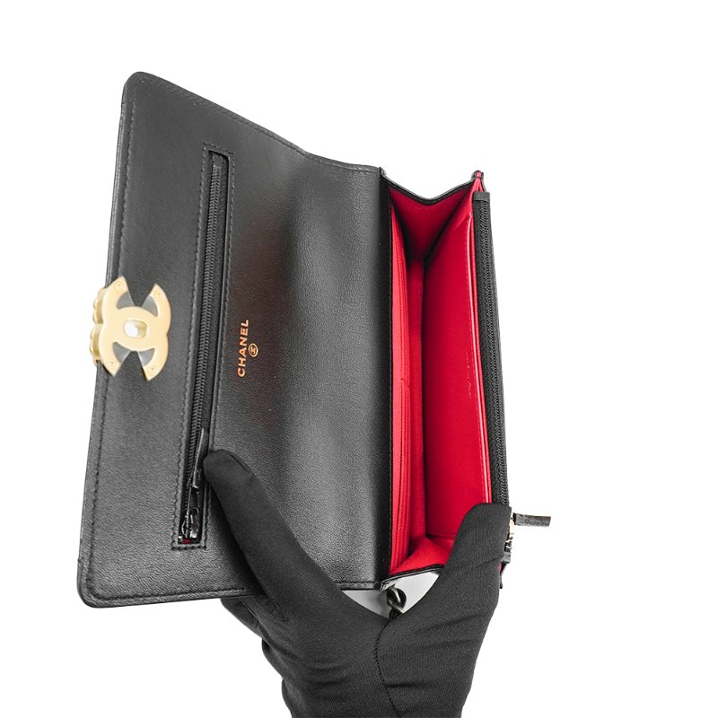 Chanel 19 菱格羊皮三色鍊斜背包 Woc(AP3267-黑)-4