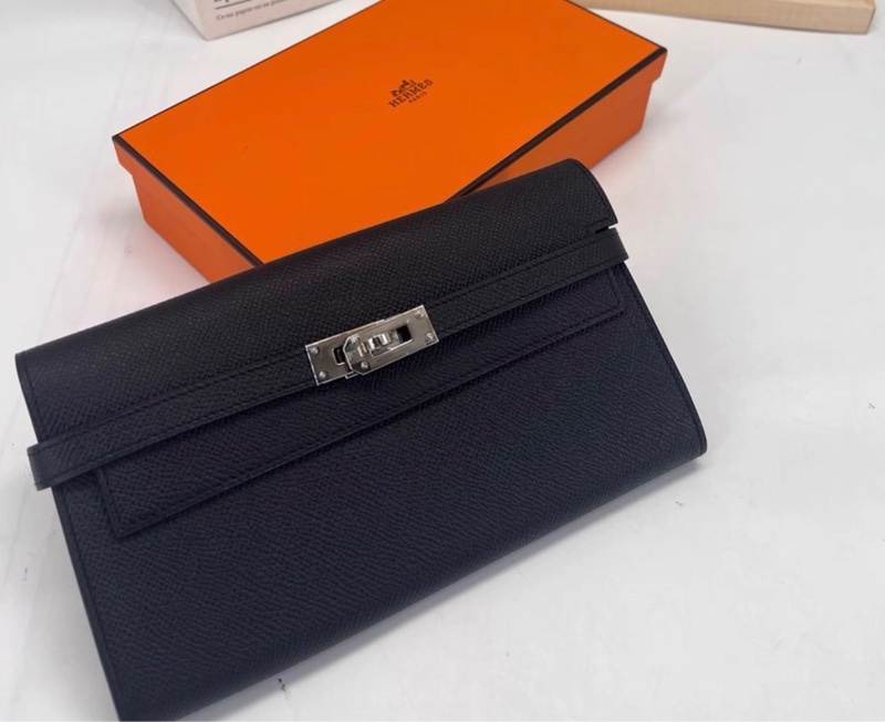 （已預留）Hermes 愛馬仕 Kelly 長夾/黑銀款/99閒置新美品-0