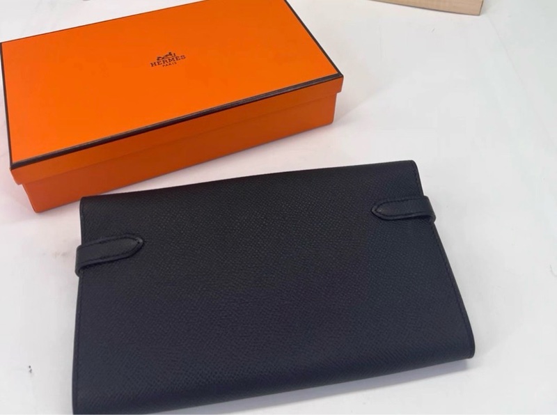 （已預留）Hermes 愛馬仕 Kelly 長夾/黑銀款/99閒置新美品-1