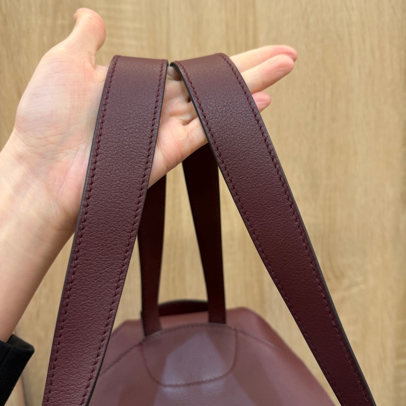 Hermes 酒紅Evercolor皮銀釦GR24後背包-13