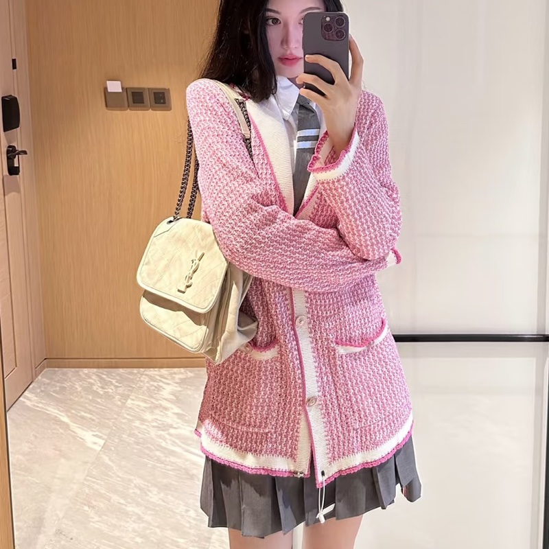 CHANEL 針織開衫外套💟粉紫好氣色36號工藝獅子釦-1