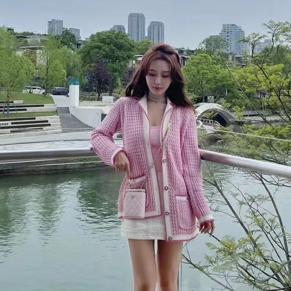 CHANEL 針織開衫外套💟粉紫好氣色36號工藝獅子釦-2