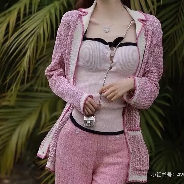 CHANEL 針織開衫外套💟粉紫好氣色36號工藝獅子釦-5