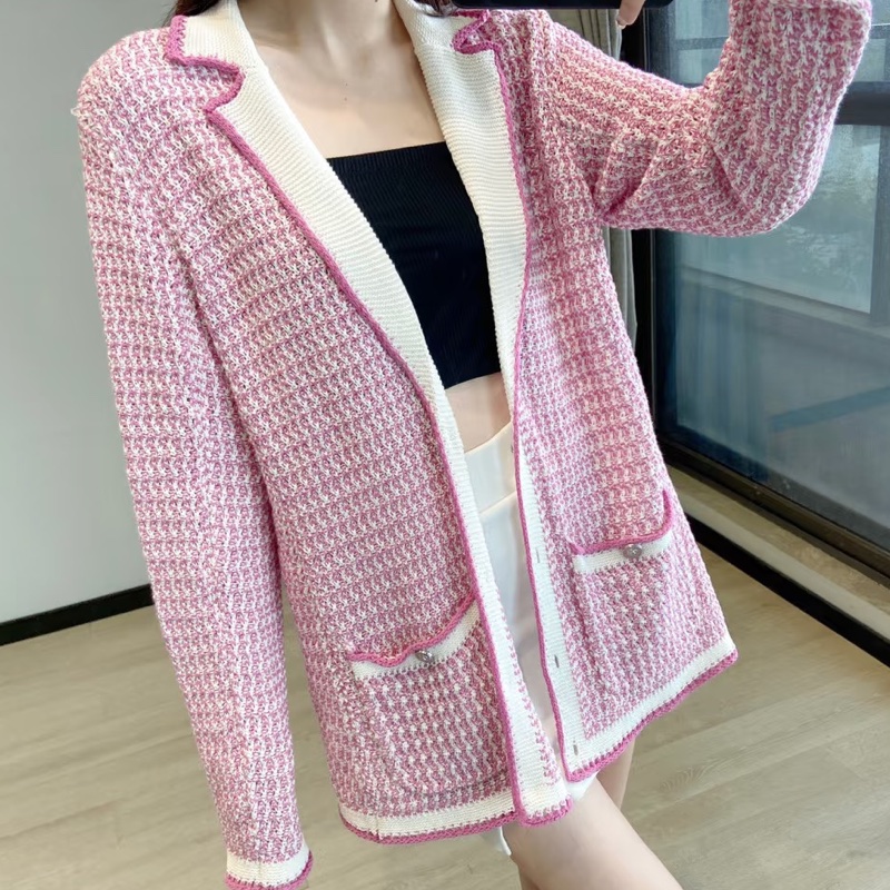 CHANEL 針織開衫外套💟粉紫好氣色36號工藝獅子釦-6