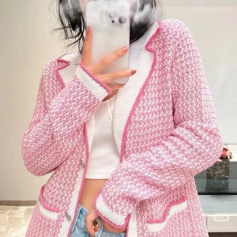 CHANEL 針織開衫外套💟粉紫好氣色36號工藝獅子釦-7