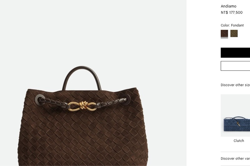 BV andiamo中號麂皮巧克力棕斜背單肩紐結包-9