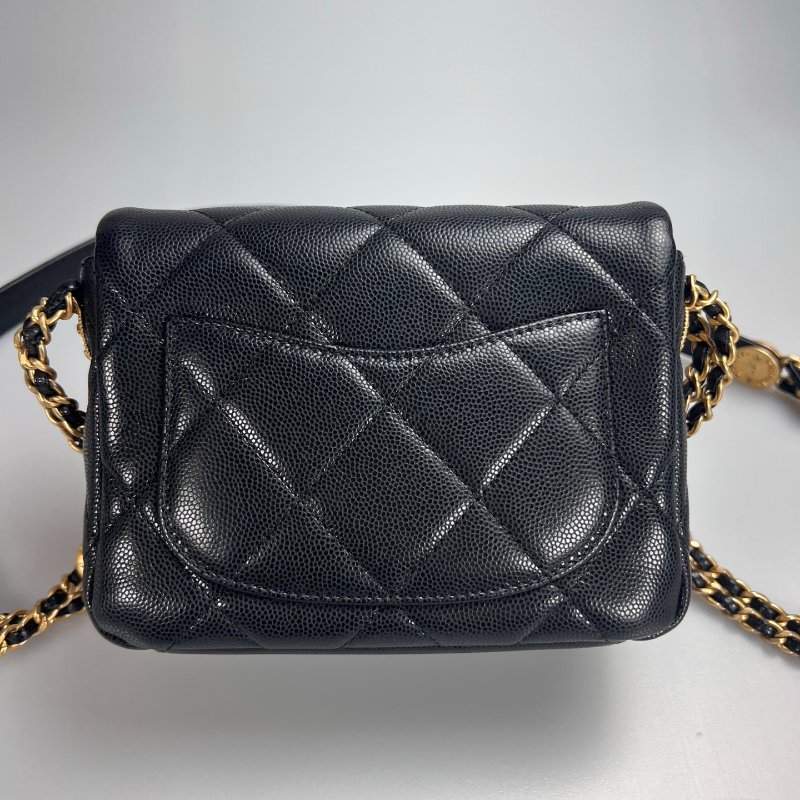 全新品 CHANEL CF方胖金幣荔枝黑  AS3368/晶片款-1