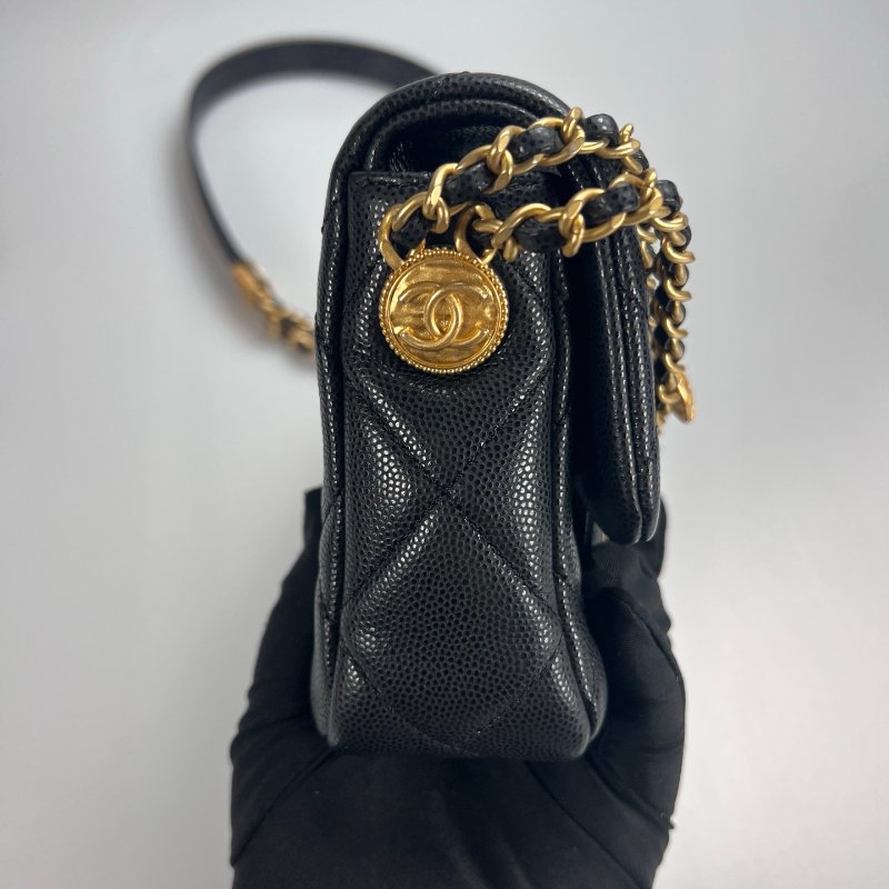 全新品 CHANEL CF方胖金幣荔枝黑  AS3368/晶片款-3