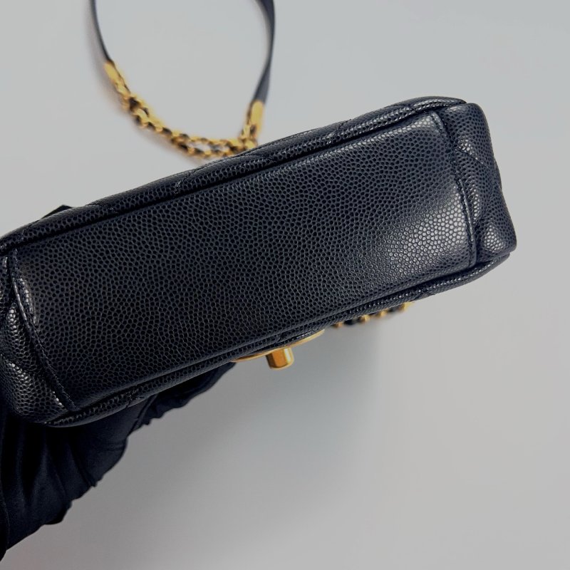 全新品 CHANEL CF方胖金幣荔枝黑  AS3368/晶片款-4
