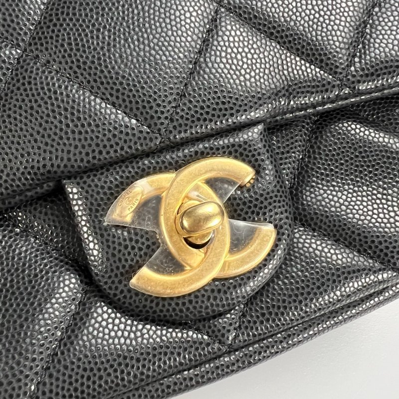 全新品 CHANEL CF方胖金幣荔枝黑  AS3368/晶片款-6
