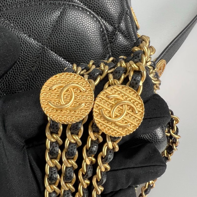 全新品 CHANEL CF方胖金幣荔枝黑  AS3368/晶片款-7