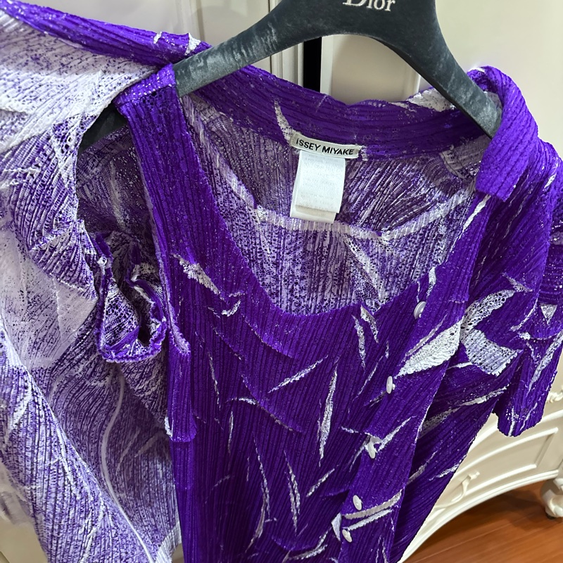 三宅一生紫色無袖洋裝+短袖外套-1