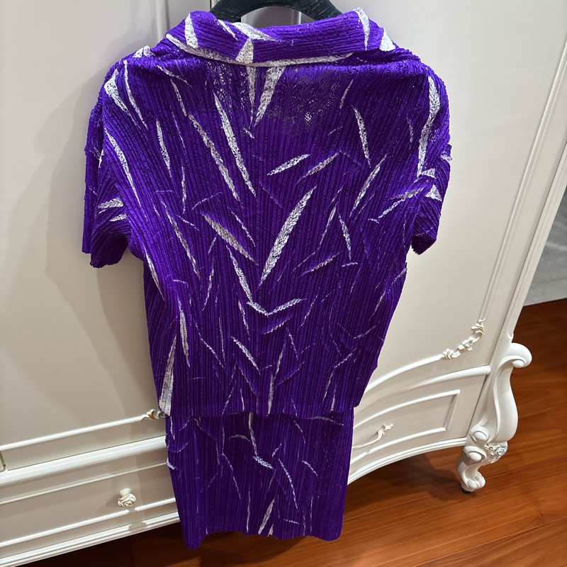 三宅一生紫色無袖洋裝+短袖外套-2