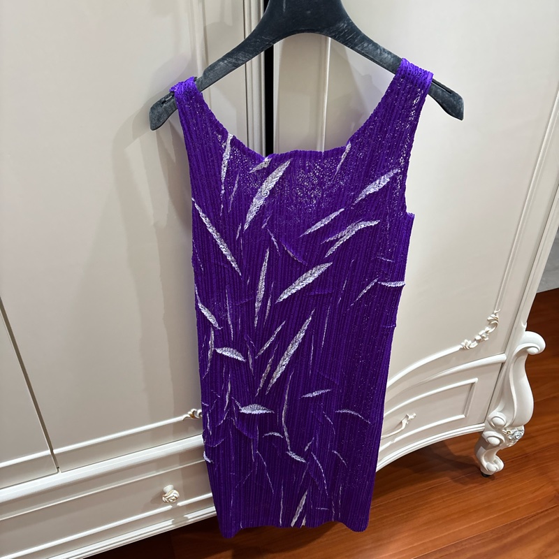 三宅一生紫色無袖洋裝+短袖外套-3