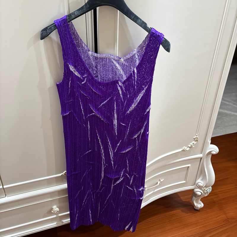 三宅一生紫色無袖洋裝+短袖外套-4