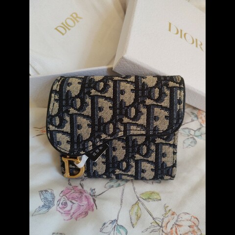 DIOR 藍老花三折短短夾