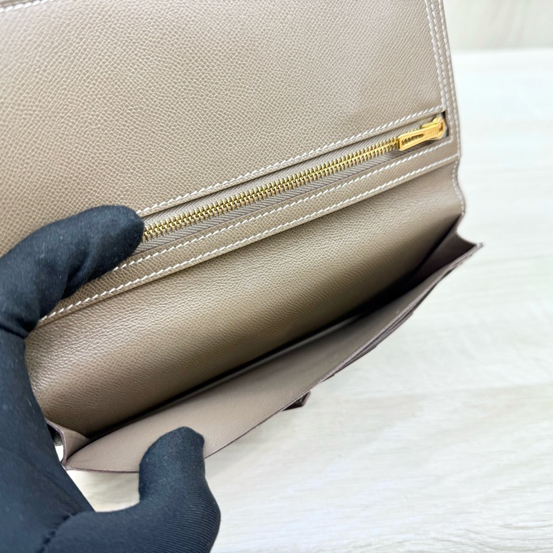 Hermes大象灰Epsom皮BEARN長夾-8