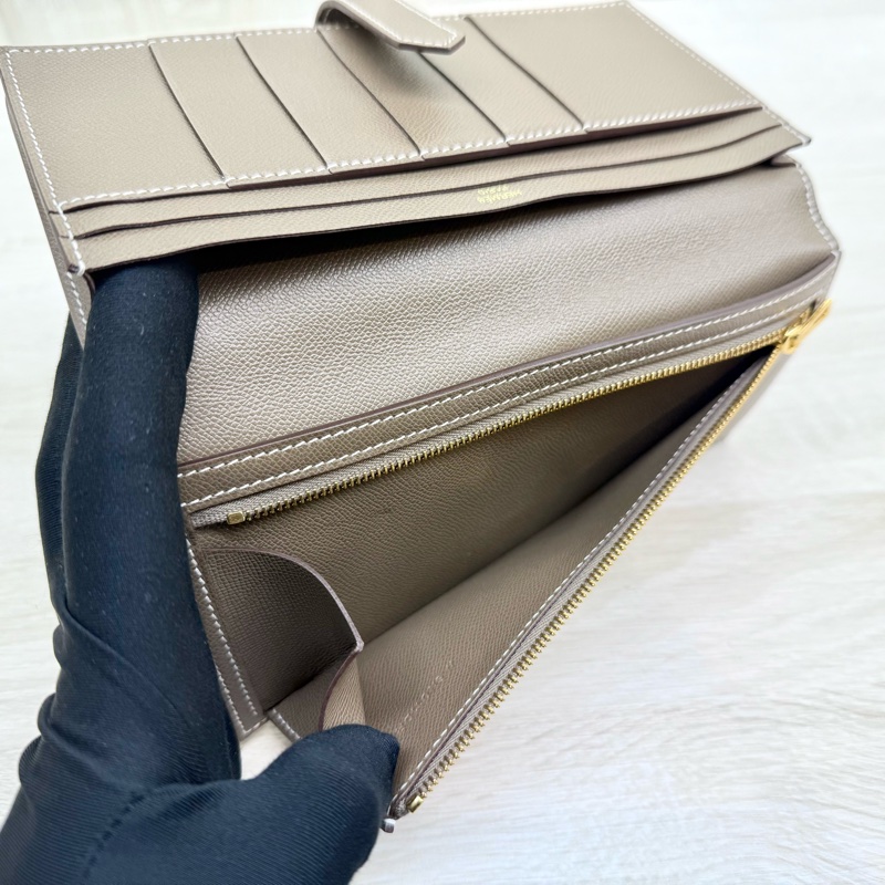 Hermes大象灰Epsom皮BEARN長夾-14