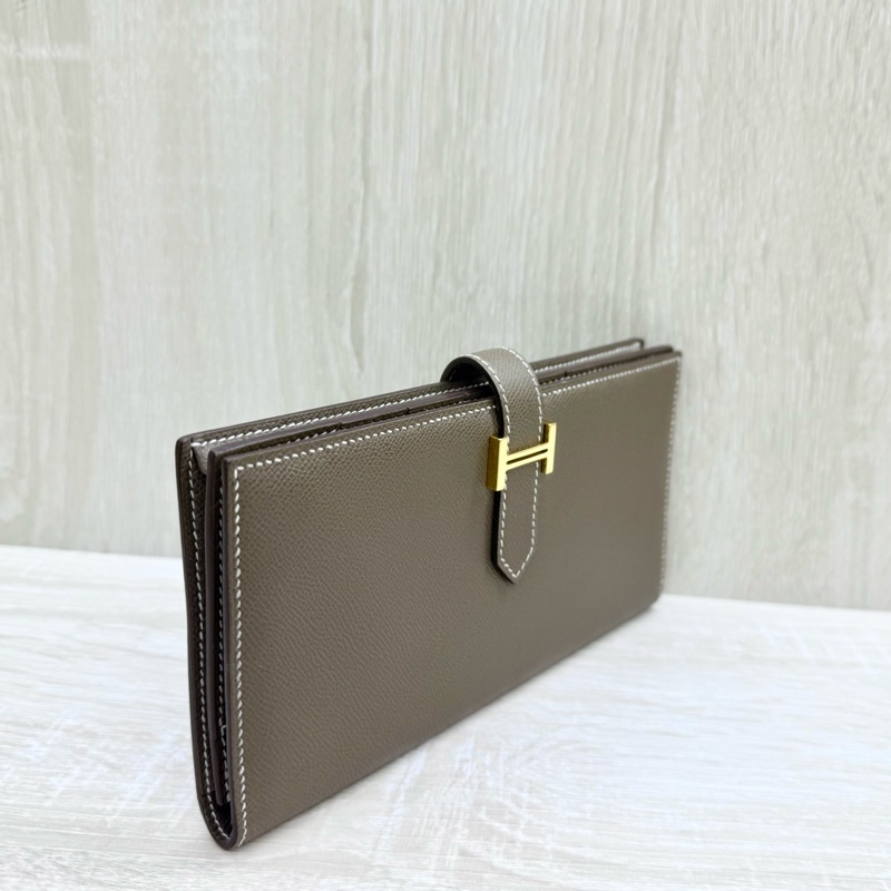 Hermes大象灰Epsom皮BEARN長夾-17