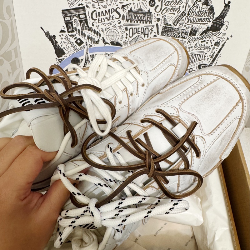 Miu Miu New Balance聯名款530 SL白色牛皮作舊運動鞋 37碼-4