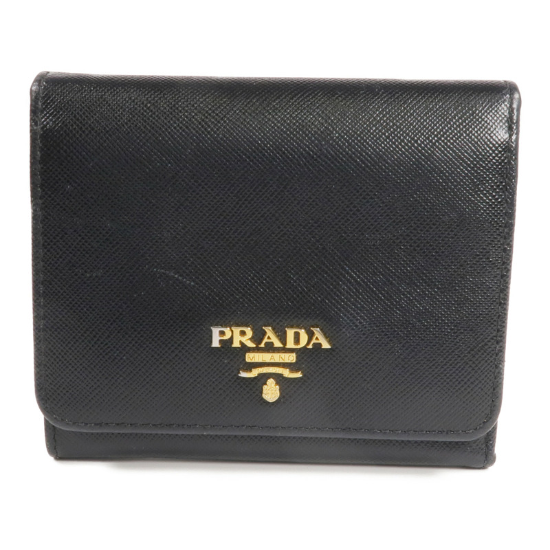 PRADA 牛皮皮革Wallet金扣錢包-0