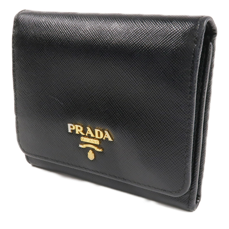 PRADA 牛皮皮革Wallet金扣錢包-1