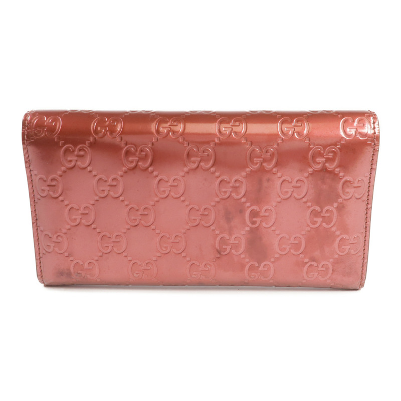 GUCCI 漆皮皮革Lovely Heart Continental Wallet金扣長錢包-2