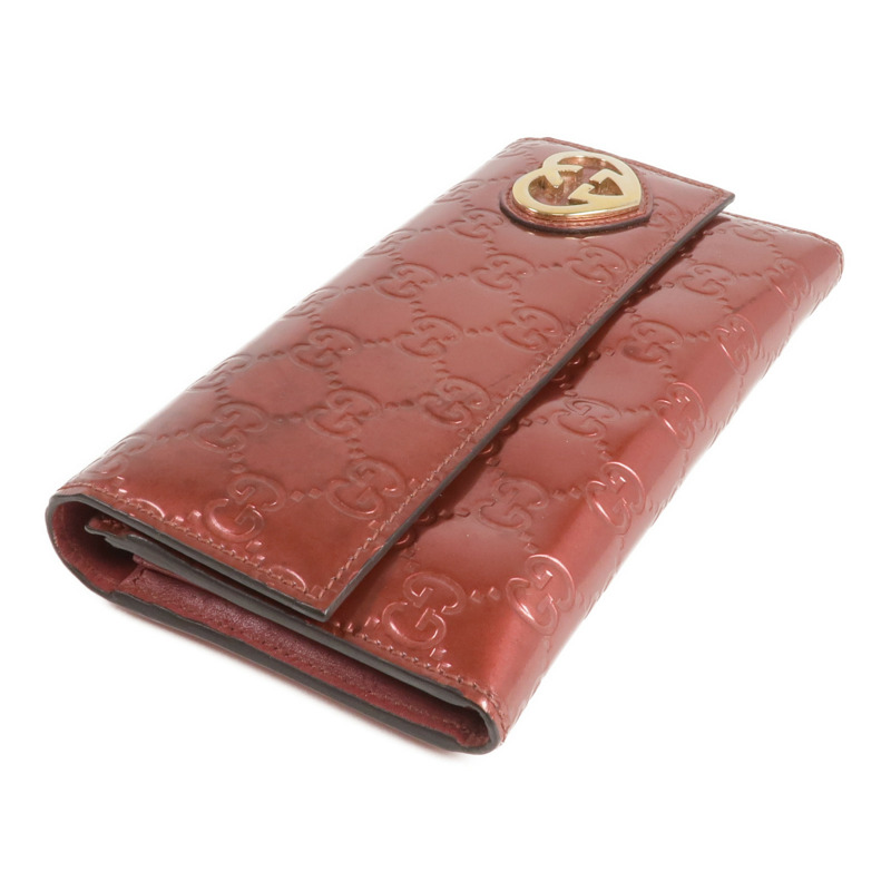 GUCCI 漆皮皮革Lovely Heart Continental Wallet金扣長錢包-3