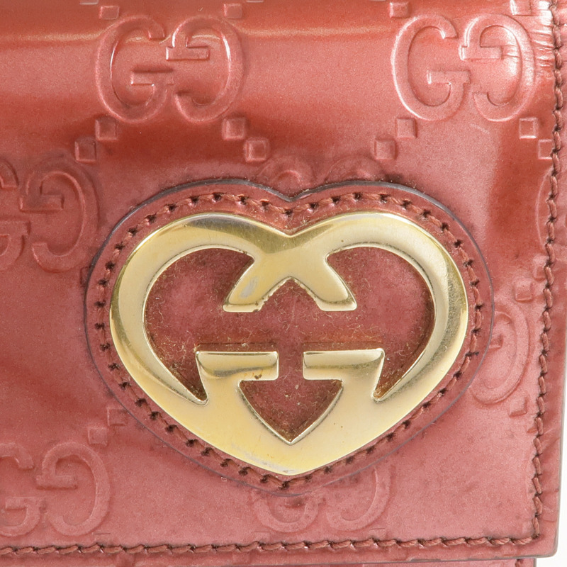 GUCCI 漆皮皮革Lovely Heart Continental Wallet金扣長錢包-8