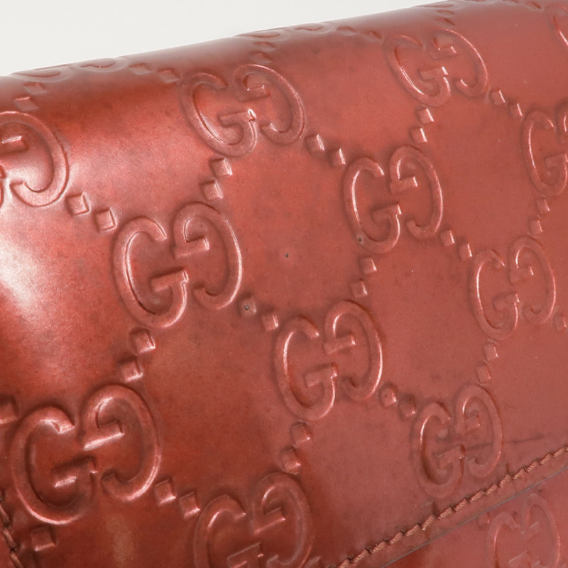 GUCCI 漆皮皮革Lovely Heart Continental Wallet金扣長錢包-11