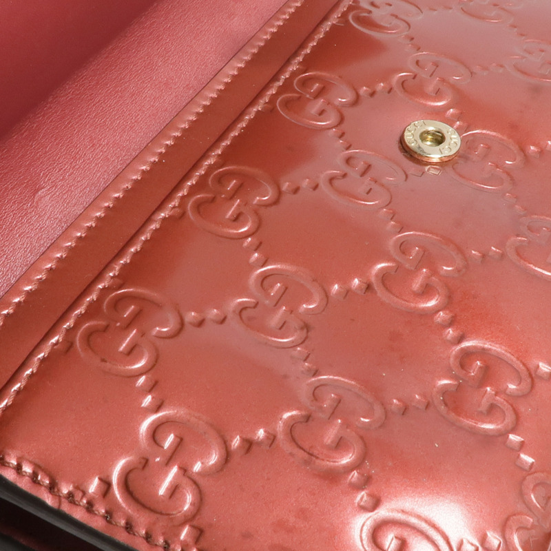 GUCCI 漆皮皮革Lovely Heart Continental Wallet金扣長錢包-15