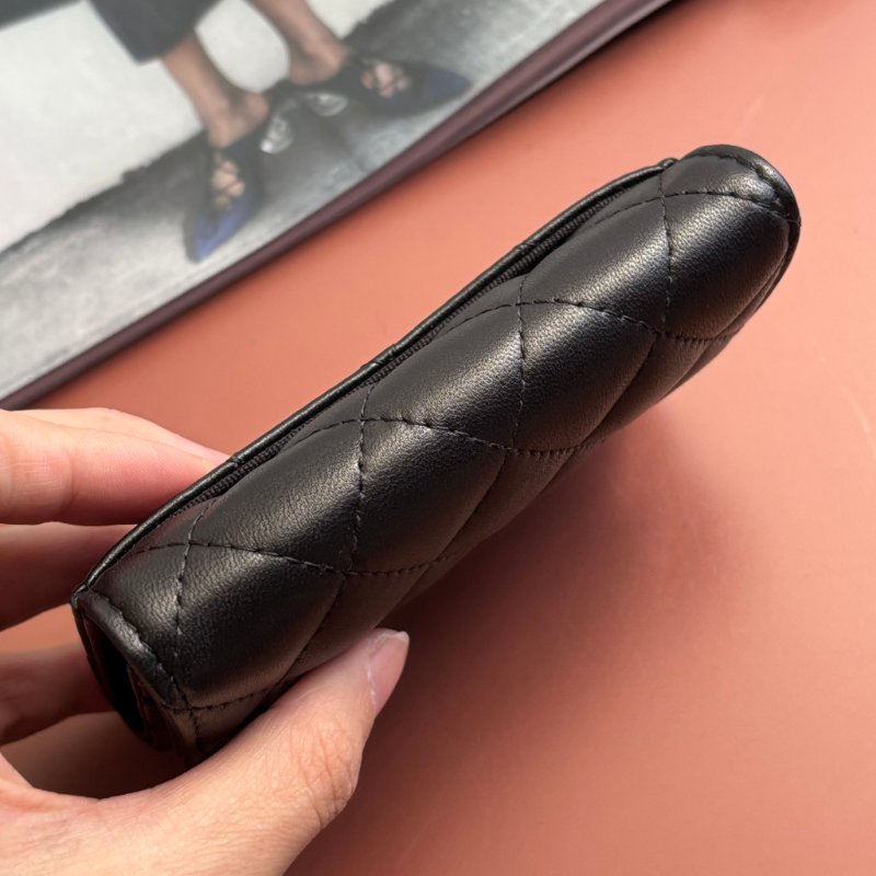 ::CHANEL:: AP0214 經典口蓋卡片夾 黑金零錢卡包 錢包-7