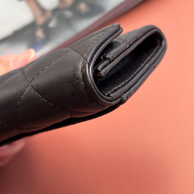 ::CHANEL:: AP0214 經典口蓋卡片夾 黑金零錢卡包 錢包-11