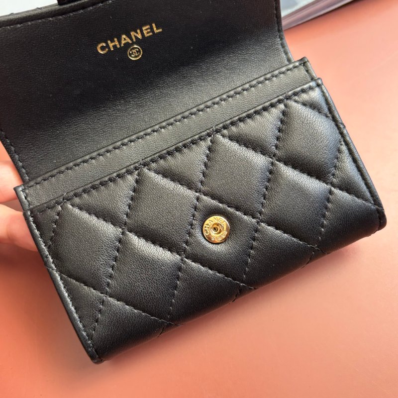 ::CHANEL:: AP0214 經典口蓋卡片夾 黑金零錢卡包 錢包-13