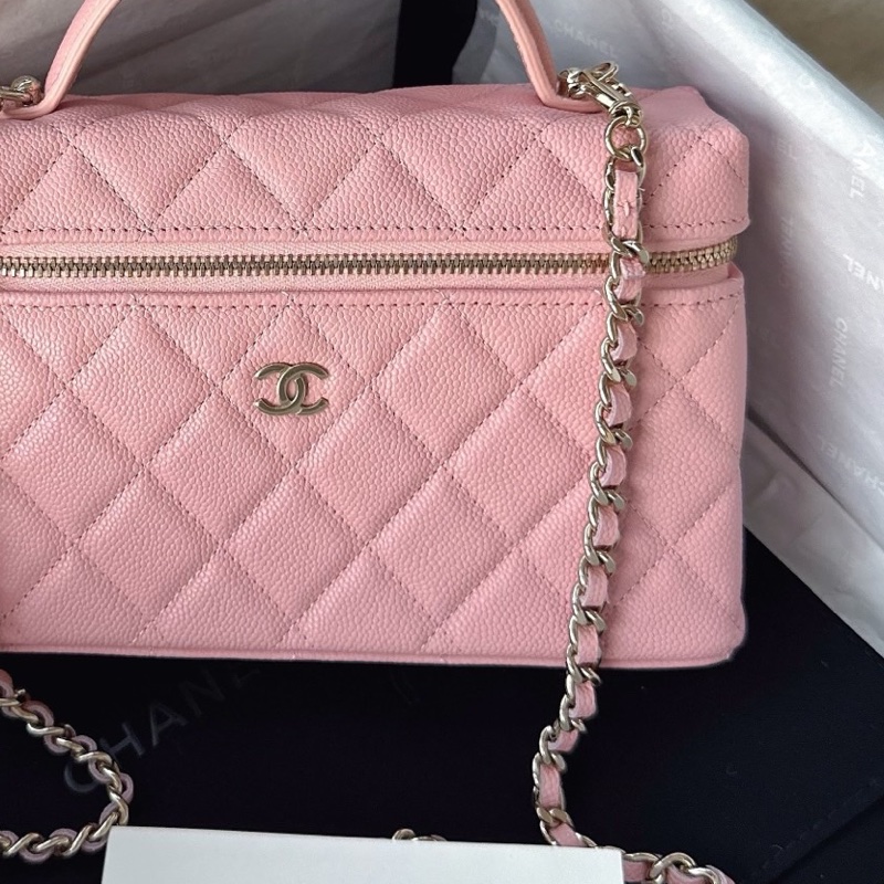 【配件：防塵袋、小票 💕 】Chanel 25B lp 飯盒包 盒子包 粉色 蜜桃粉 珊瑚粉 荔枝牛皮 肩帶可拆卸 手提 單肩 斜挎-2