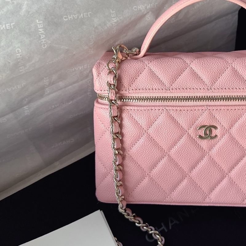 【配件：防塵袋、小票 💕 】Chanel 25B lp 飯盒包 盒子包 粉色 蜜桃粉 珊瑚粉 荔枝牛皮 肩帶可拆卸 手提 單肩 斜挎-3