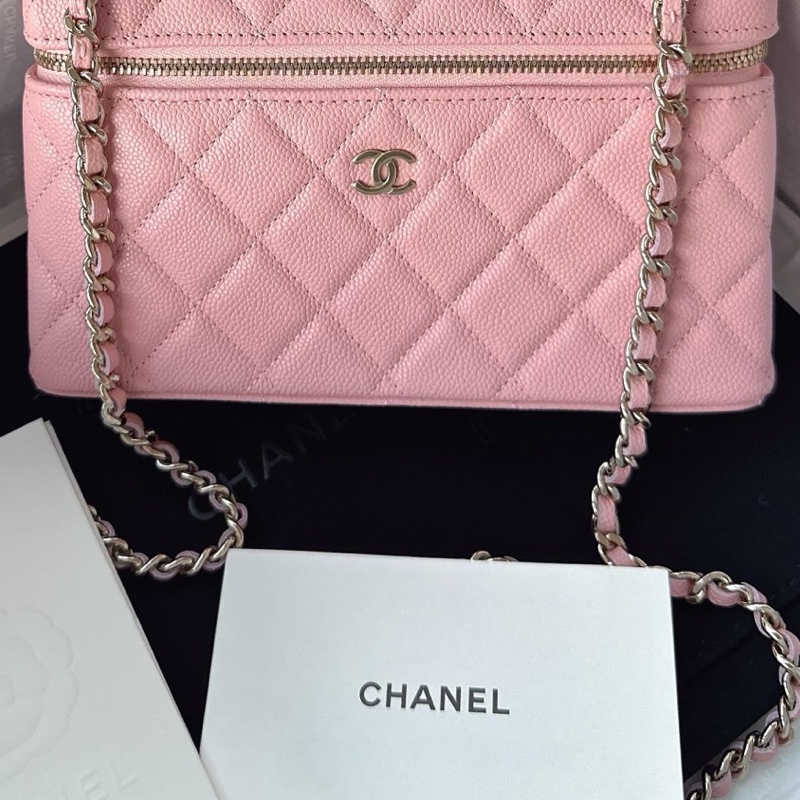 【配件：防塵袋、小票 💕 】Chanel 25B lp 飯盒包 盒子包 粉色 蜜桃粉 珊瑚粉 荔枝牛皮 肩帶可拆卸 手提 單肩 斜挎-4