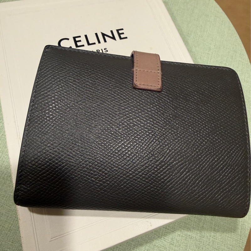 Celine 中夾 - 大象灰+粉色扣-4
