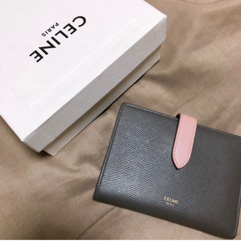 Celine 中夾 - 大象灰+粉色扣-5