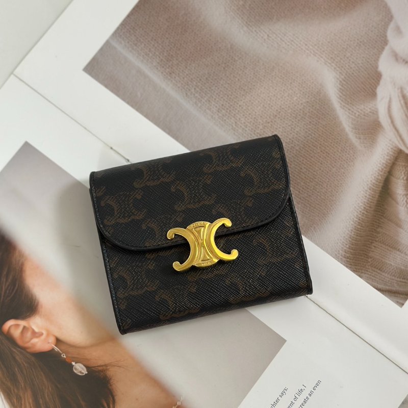 CELINE Triomphe凱旋釦老花三折短夾-0