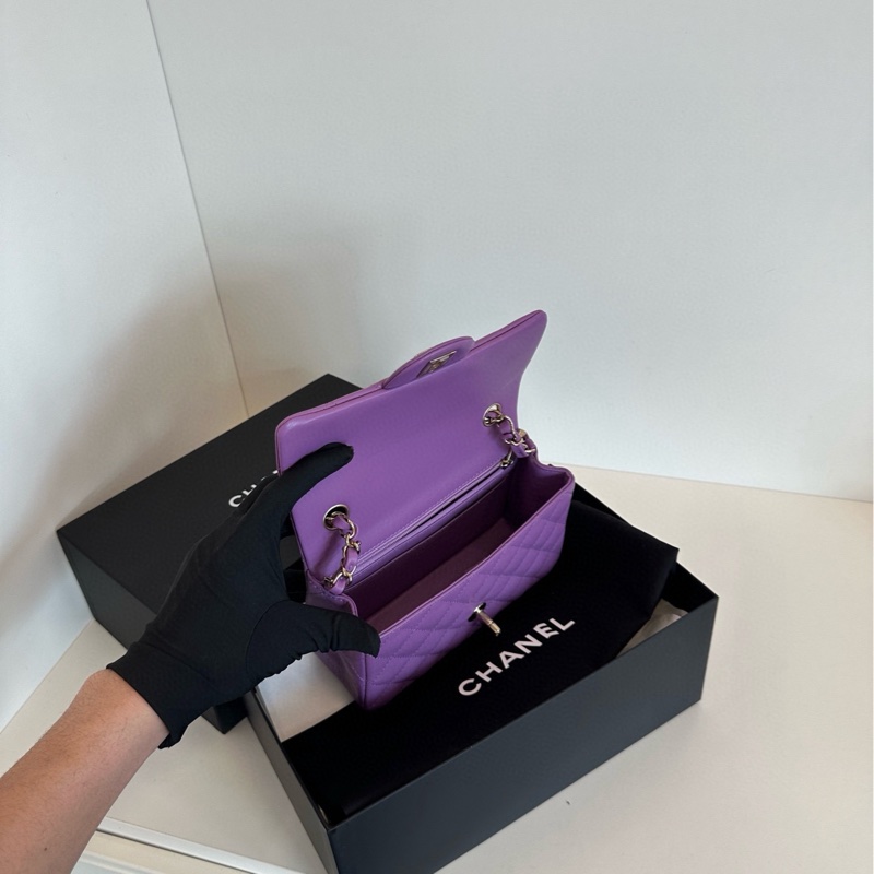 【全新帶膜🆕🎁】Chanel  芯片款 薰衣草紫色銀扣 大mini 鏈條包 斜挎包-8