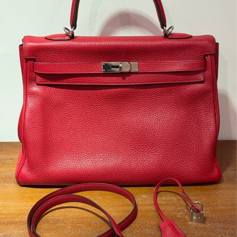 Hermès Kelly 35cm 紅色 銀扣